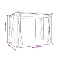 Gazebo with Curtains 9.8'x9.8' Cream Steel