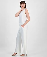 Kasper Women's Melange Crepe Pull-On Wide-Leg Pants