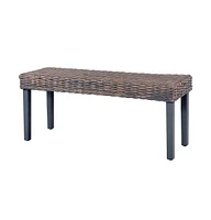 vidaXL Bench 43.3" Gray Natural Kubu Rattan and Solid Mango Wood