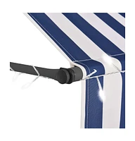 vidaXL Manual Retractable Awning with Led 78.7" Blue and White