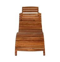 vidaXL Sunlounger with Table Solid Acacia Wood Brown