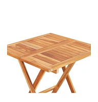 vidaXL Folding Bistro Table 23.6"x23.6"x25.6" Solid Teak Wood