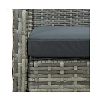 vidaXL 3 Piece Bistro Set with Cushions Poly Rattan Gray