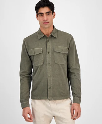 Sun + Stone Men's Josh Short Sleeve Button Front Knit Overshirt, Exclusively at Macy's