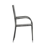 Stackable Patio Chairs 6 pcs Gray Poly Rattan