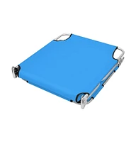 vidaXL Folding Sun Lounger with Head Cushion Steel Turqoise Blue
