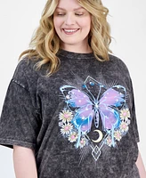 Rebellious One Trendy Plus Floral Butterfly Cotton Graphic T-Shirt