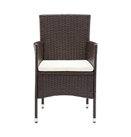 Patio Dining Chairs 4 pcs Poly Rattan Brown