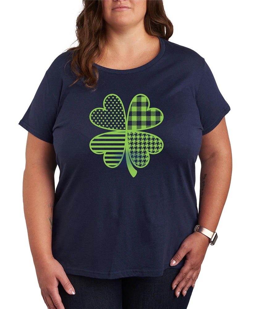 Hybrid Apparel Plus Trendy Patterned Shamrock Graphic Crew Neck T-Shirt