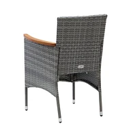 Patio Dining Chairs 4 pcs Poly Rattan Gray