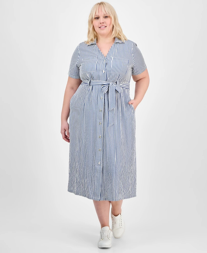 Absolutely Famous Trendy Plus Tied Shirtdress