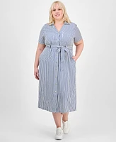 Absolutely Famous Trendy Plus Tied Shirtdress