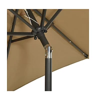 vidaXL Garden Parasol with Led Lights Taupe 78.7"x83.1" Aluminum