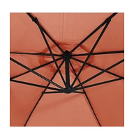 vidaXL Cantilever Garden Parasol with Led Lights and Steel Pole Terracotta