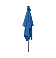 vidaXL Garden Parasol with LEDs and Steel Pole Azure Blue 6.6'x9.8'