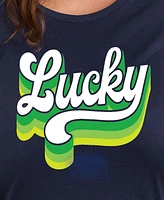 Hybrid Apparel Plus Trendy Retro Lucky Graphic Crew Neck T-Shirt