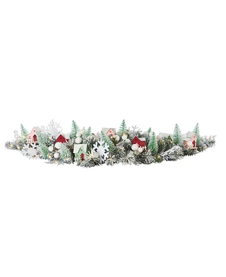 Seasonal 60" Pre-Lit Snowy Cottage Mantel Swag