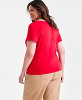 Style & Co Plus Size Short-Sleeve Square-Neck Tee, Exclusively at Macy's