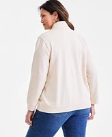 Style & Co Plus Embroidered Half-Zip Sweatshirt, Exclusively at Macy's