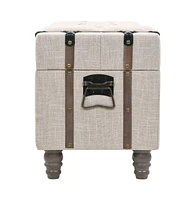 Storage Benches 3 pcs Cream Solid Wood Fir&Fabric