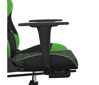 Massage Gaming Chair with Footrest Black&Green Faux Leather