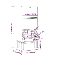 Shoe Cabinet Otta with 3 Drawers Brown Solid Wood Pine