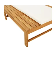 vidaXL Sun Lounger with Cream White Cushion and Pillow Solid Wood Acacia