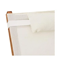 vidaXL Sun Lounger with Pillow White Textilene and Solid Wood Poplar