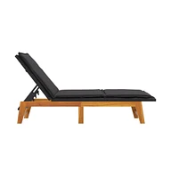 vidaXL Sun Lounger with Cushion Poly Rattan and Solid Wood Acacia