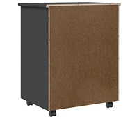 Rolling Cabinet with Drawers Moss Gray Solid Wood Pine