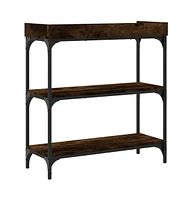 vidaXL Console Table with Shelves Smoked Oak 29.5"x11.8"x31.5"