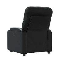 vidaXL Leather Massage Recliner Chair for Living Room, Home Theater, 6-Point Vibration Massage, Adjustable Back & Footrest, Cup Holders, Black