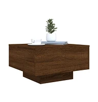 vidaXL Coffee Table with Led Lights Brown Oak 21.7"x21.7"x12.2"