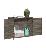 vidaXL Patio Storage Cabinet Gray 32.7"x17.7"x29.9" Poly Rattan