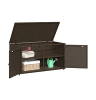 vidaXL Patio Storage Cabinet Brown 43.3"x21.7"x23.8" Poly Rattan