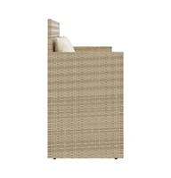 vidaXL Patio Bench with Cushions Beige Poly Rattan