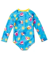 Pinkfong Baby Girls Shark Zip Up One Piece Bathing Suit