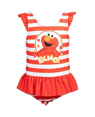 Sesame Street Toddler Girls Elmo One Piece Bathing Suit Dress