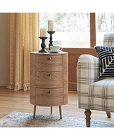 Hulala Home Cavinato Contemporary 26'' Tall Drum 3 - Drawer End Table with Metal Legs