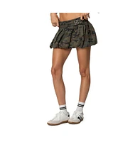 Edikted Womens Camo Belted Bubble Mini Skort