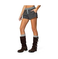 Edikted Women's Mixed Plaid Boxer Shorts