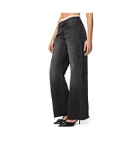 Edikted Womens Karlie Lace Trim Jeans