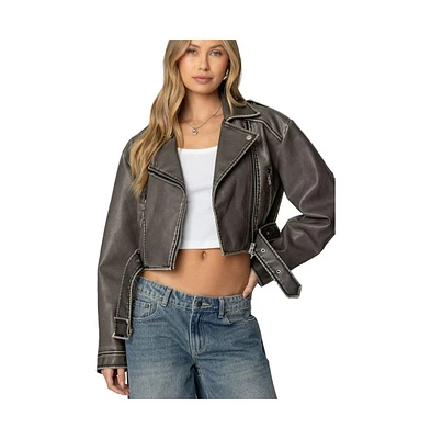 Edikted Women's Washed Faux Leather Jacket