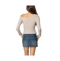 Edikted Womens Adelaine Asymmetric Top