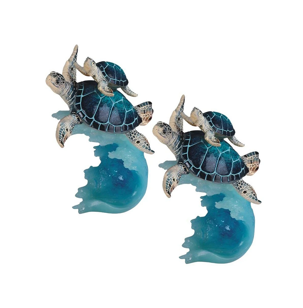 Fc Design "2-pc Set" 8.75"H Sea Turtle with Baby Swimming on Wave Figurine Statue Ornament Home Room Office Decor and Perfect Ideas for Housewarming,