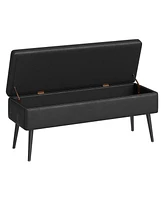 gaomon 47.7'' Mid-century Modern Upholstered Storage Bench with Solid Wood Legs