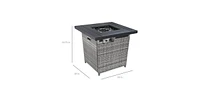 Slickblue 50,000 Btu Wicker Lp Gas Propane Fire Pit w/ Faux Wood Tabletop and Cover