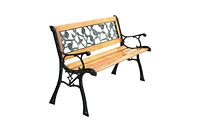 Slickblue Flowers Outdoor Patio Park Cast Iron Garden Porch Chair Bench