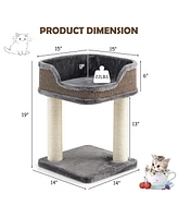Gymax Cat Tree Multi-Level Cat Tower w/ Scratching Posts & Large Plush Perch