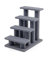 Gymax 24'' 4-Step Pet Stairs Carpeted Ladder Ramp 8 Scratching Post Cat Tree Climber